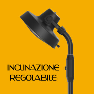 Stufa Patio Fungo Riscaldatore Elettrico Piantana 2000W Carbonio H.202cm - Inclinazione e potenza regolabile - Protezione IP24