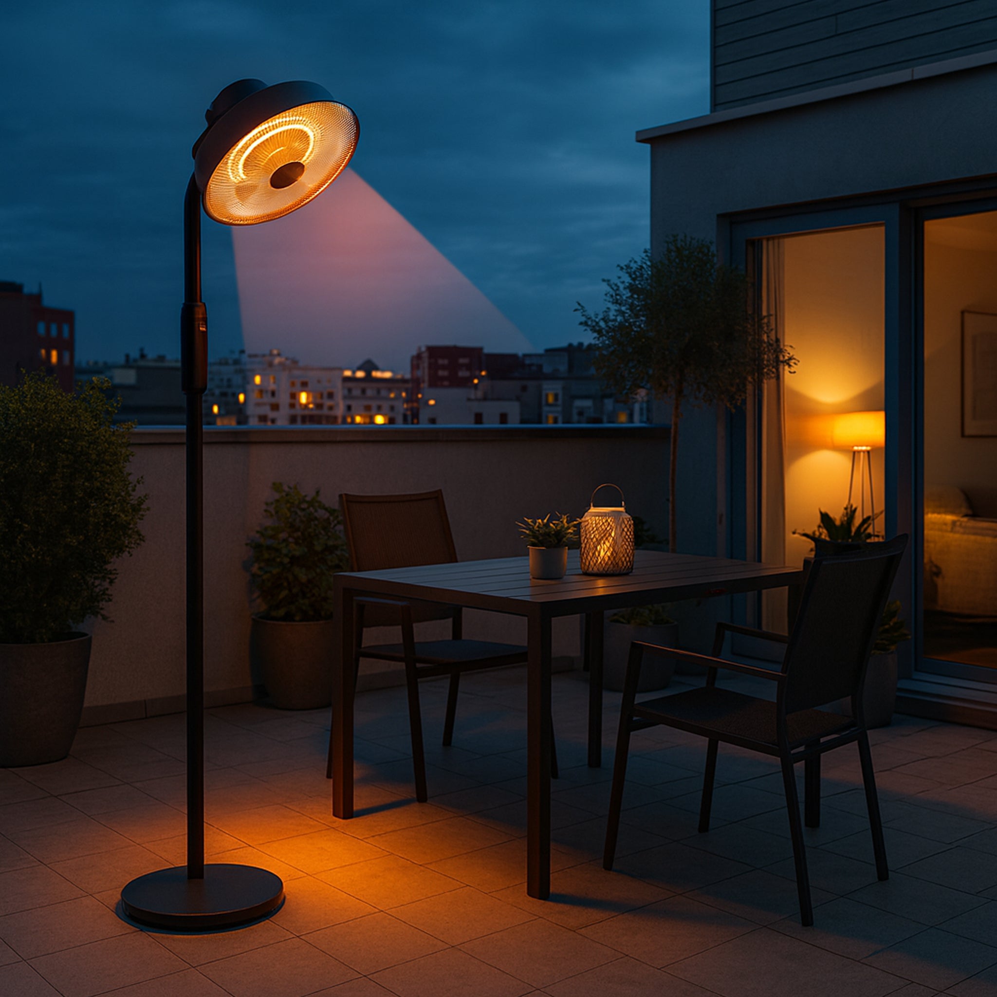 Stufa Patio Fungo Riscaldatore Elettrico Piantana 2000W Carbonio H.202cm - Inclinazione e potenza regolabile - Protezione IP24