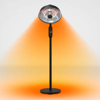Stufa Patio Fungo Riscaldatore Elettrico Piantana 2000W Carbonio H.202cm - Inclinazione e potenza regolabile - Protezione IP24