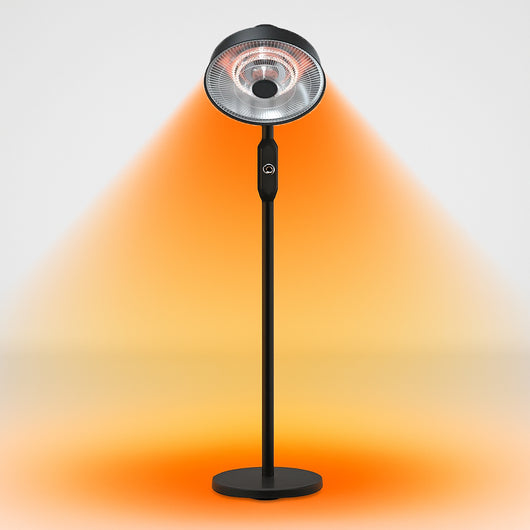 Stufa Patio Fungo Riscaldatore Elettrico Piantana 2000W Carbonio H.202cm - Inclinazione e potenza regolabile - Protezione IP24