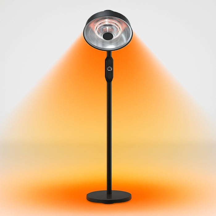 Stufa Patio Fungo Riscaldatore Elettrico Piantana 2000W Carbonio H.202cm - Inclinazione e potenza regolabile - Protezione IP24
