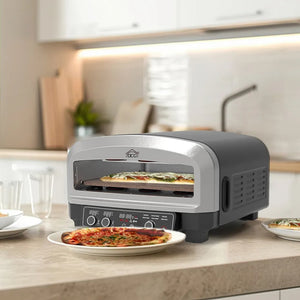Forno Pizza XXL Professionale, Cuoce in 2 minuti, scalda fino a 450Â°, Piano cottura in pietra refrattaria da 37x37 cm rimovibile, 2200w