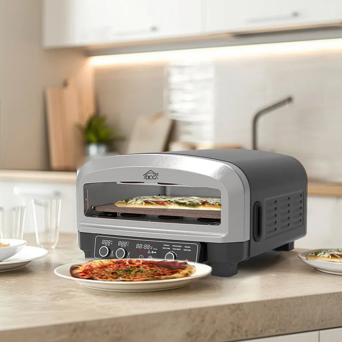 Forno Pizza XXL Professionale, Cuoce in 2 minuti, scalda fino a 450Â°, Piano cottura in pietra refrattaria da 37x37 cm rimovibile, 2200w