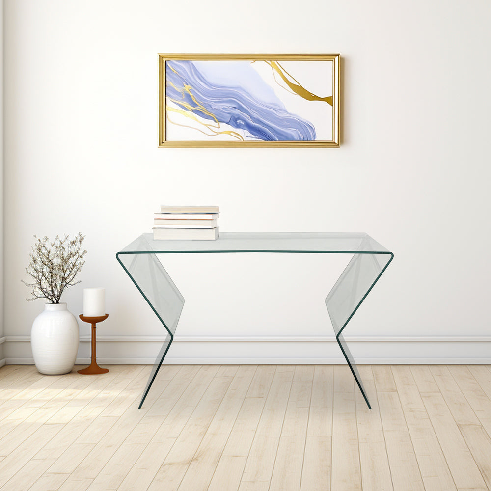 Consolle in cristallo tavolo porta tv 120x40xh79 Spessore 10 mm