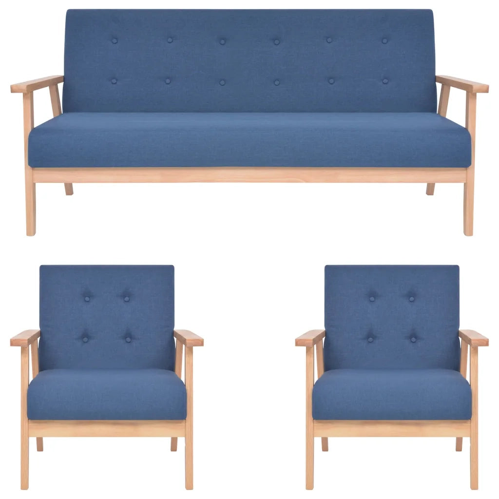 Set di Divani 3 pz in Tessuto Blu cod mxl 13132