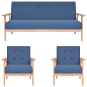 Set di Divani 3 pz in Tessuto Blu cod mxl 13132