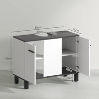 Mobile Sottolavabo da Bagno con Armadietto 2 Ante 80x34x60 cm Bianco Lucido