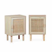 Set 2 comodini in canna, marrone naturale
