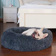 Letto Rotondo per Gatti in Plush Lavabile - Cuscino Caldo per Animali con Fondino Antiscivolo per Gatti e Piccoli/Cani di Medie Dimensioni (60 cm, Grigio Scuro)