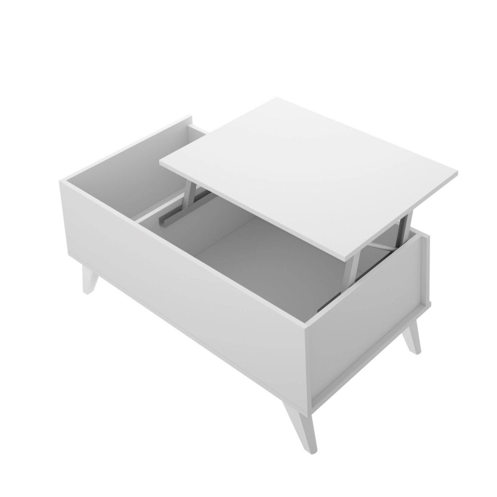 Tavolino da salotto Alexius, Tavolo basso da caffè, Portariviste per divano, Ripiano da soggiorno, 99x60 h41 cm, Bianco