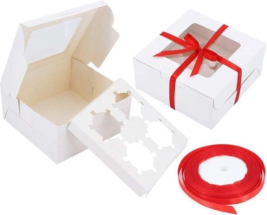 Decine di contenitori per cupcake con insegne rimovibili - Contenitori per cupcake in vetro con finestra per muffins, torte, donuts e macarons