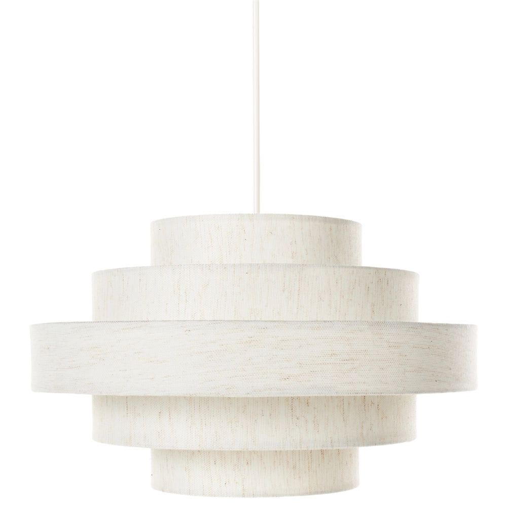 Lampada a sospensione con paralume in tessuto di lino bianco Design moderno Luce per il soggiorno