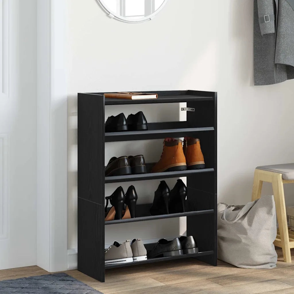Scarpiera Nera 60x25x81 cm in Legno Multistrato 859879