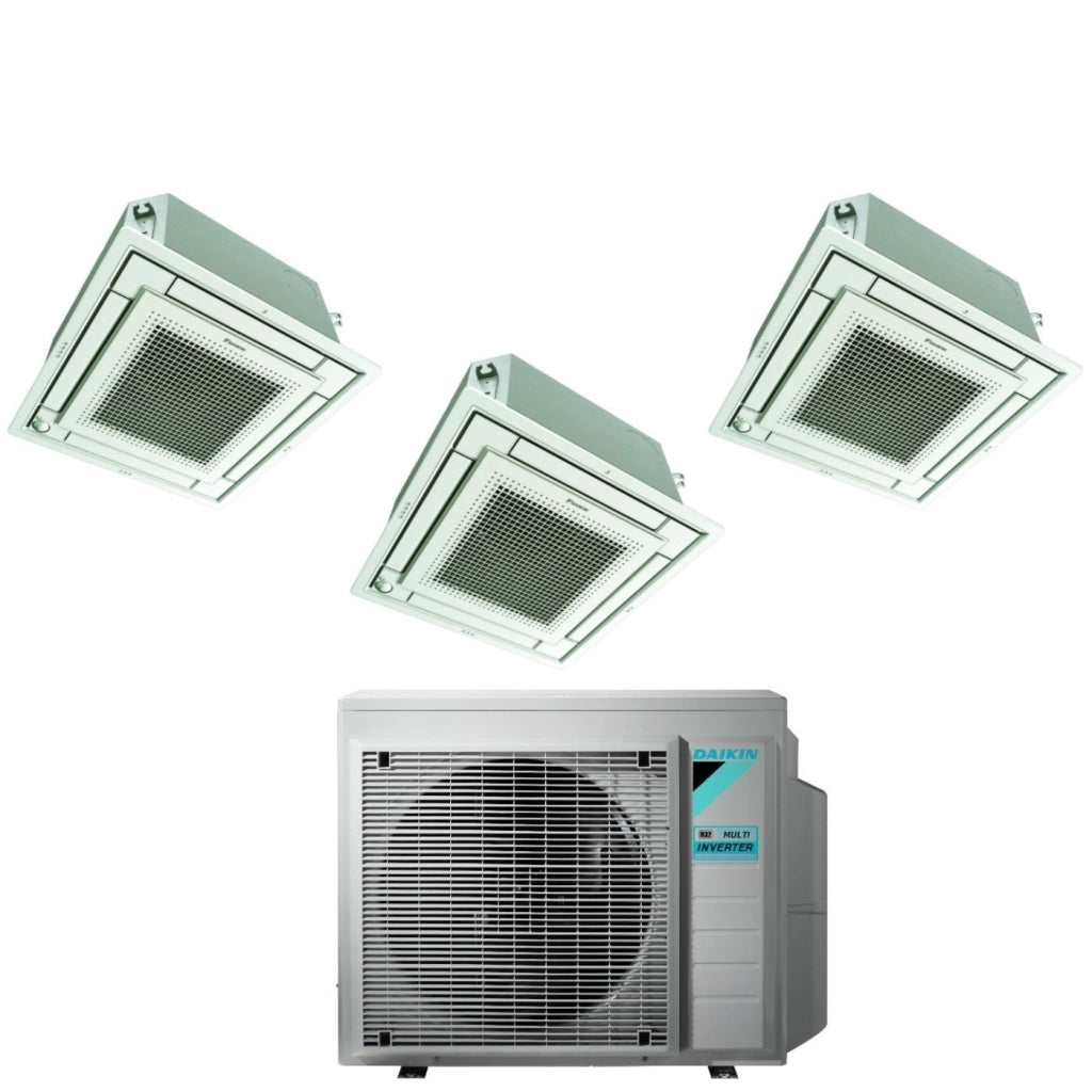 Climatizzatore Condizionatore Daikin Bluevolution Inverter Trial Split a Cassetta FFA-A 9+9+9 con 3MXM52N R-32 Wi-Fi Optional Con Griglia Bianca Inclusa 9000+9000+9000 - Garanzia Italiana