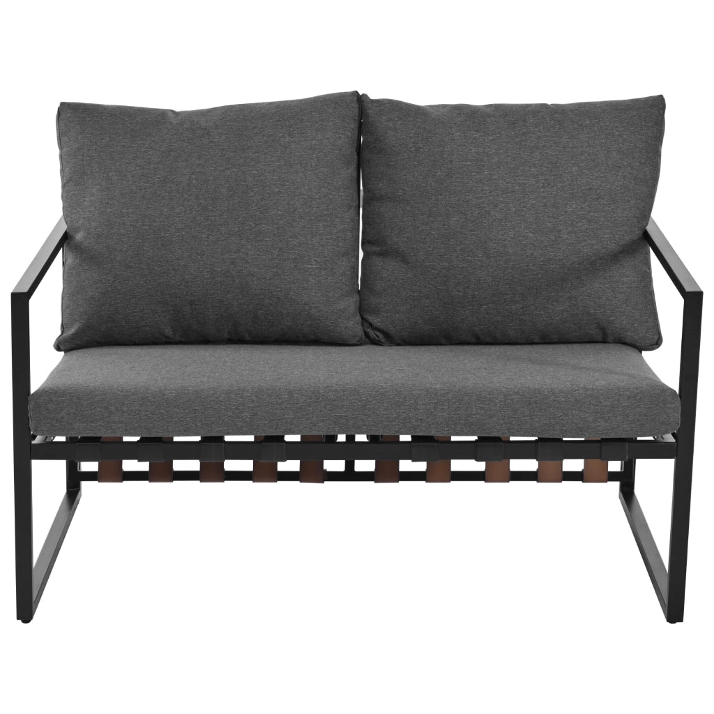 Set Divano da Giardino 4 Posti con Tavolo e Cuscini ¨C MINIMAL ¨C Tessuto Nero