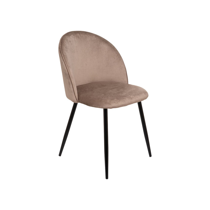 Set di 2 sedie Achito, Poltrona rivestita in velluto, Sedia da pranzo imbottita, Seduta per riunioni, 51x54h82 cm, Tortora