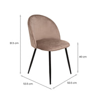 Set di 2 sedie Achito, Poltrona rivestita in velluto, Sedia da pranzo imbottita, Seduta per riunioni, 51x54h82 cm, Tortora