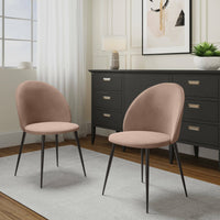 Set di 2 sedie Achito, Poltrona rivestita in velluto, Sedia da pranzo imbottita, Seduta per riunioni, 51x54h82 cm, Tortora