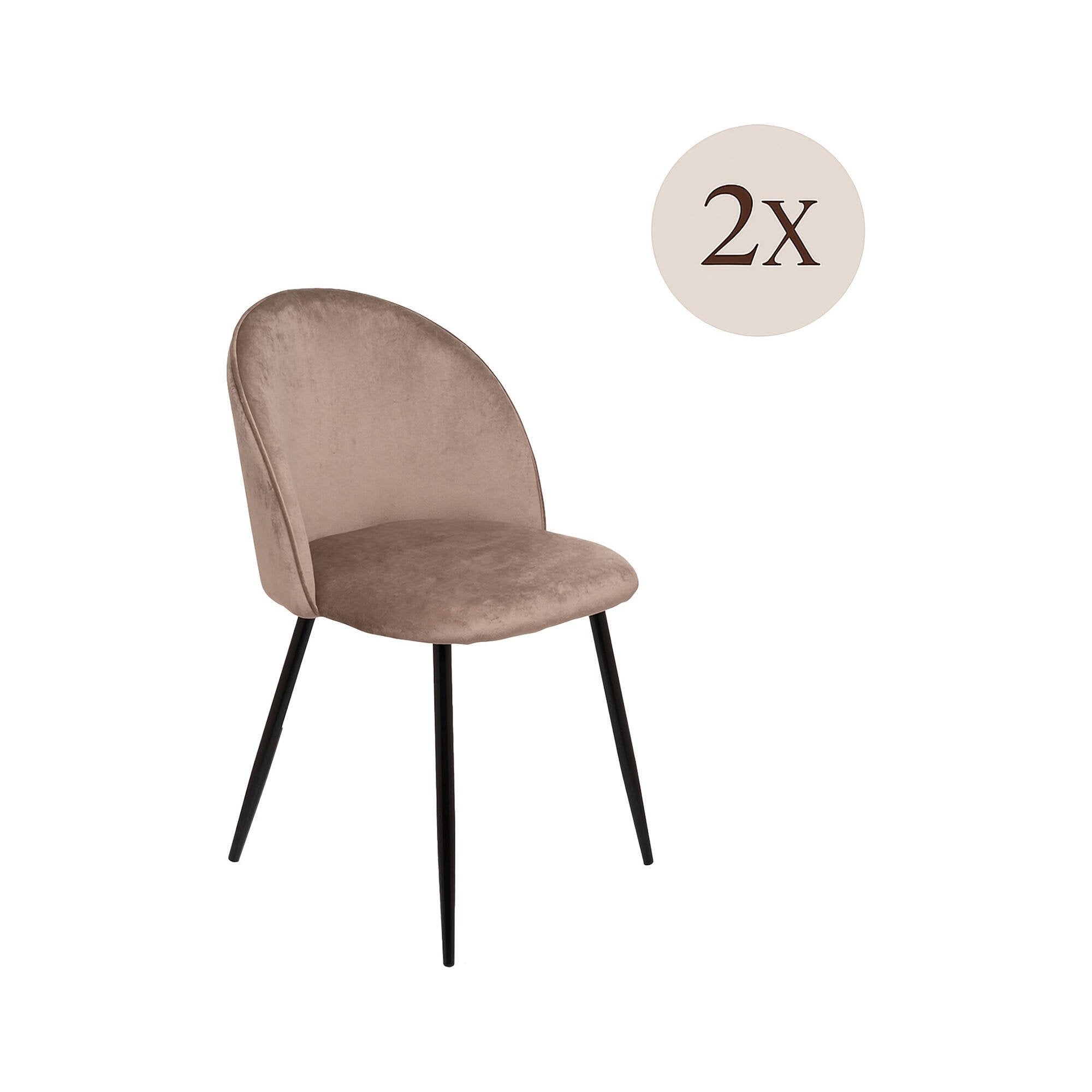 Set di 2 sedie Achito, Poltrona rivestita in velluto, Sedia da pranzo imbottita, Seduta per riunioni, 51x54h82 cm, Tortora