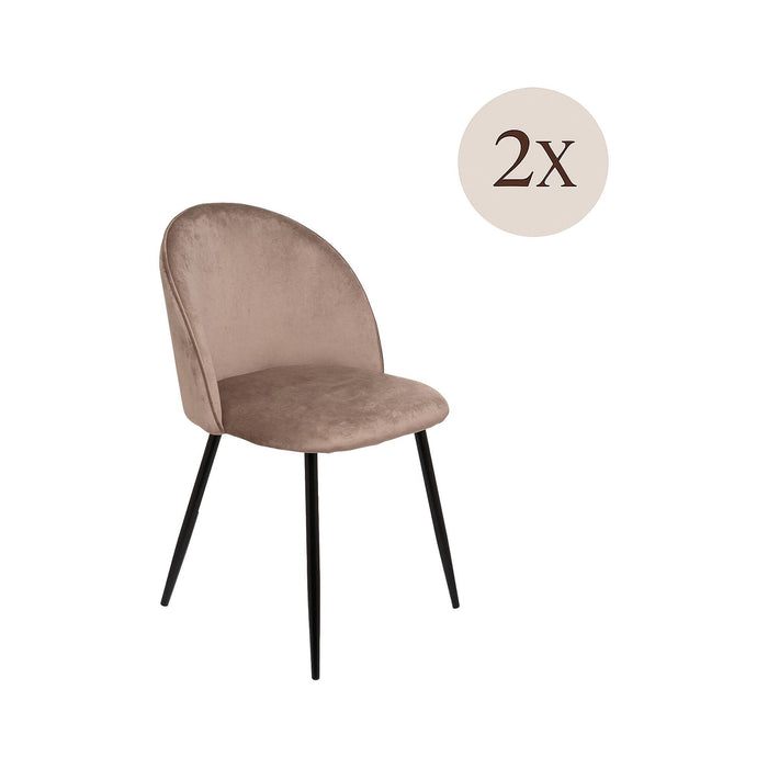Set di 2 sedie Achito, Poltrona rivestita in velluto, Sedia da pranzo imbottita, Seduta per riunioni, 51x54h82 cm, Tortora