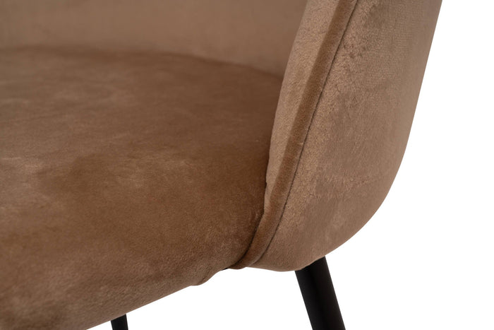 Set di 2 sedie Achito, Poltrona rivestita in velluto, Sedia da pranzo imbottita, Seduta per riunioni, 51x54h82 cm, Beige