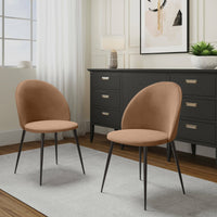 Set di 2 sedie Achito, Poltrona rivestita in velluto, Sedia da pranzo imbottita, Seduta per riunioni, 51x54h82 cm, Beige