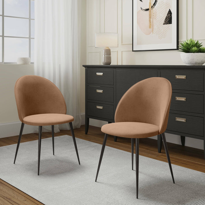 Set di 2 sedie Achito, Poltrona rivestita in velluto, Sedia da pranzo imbottita, Seduta per riunioni, 51x54h82 cm, Beige