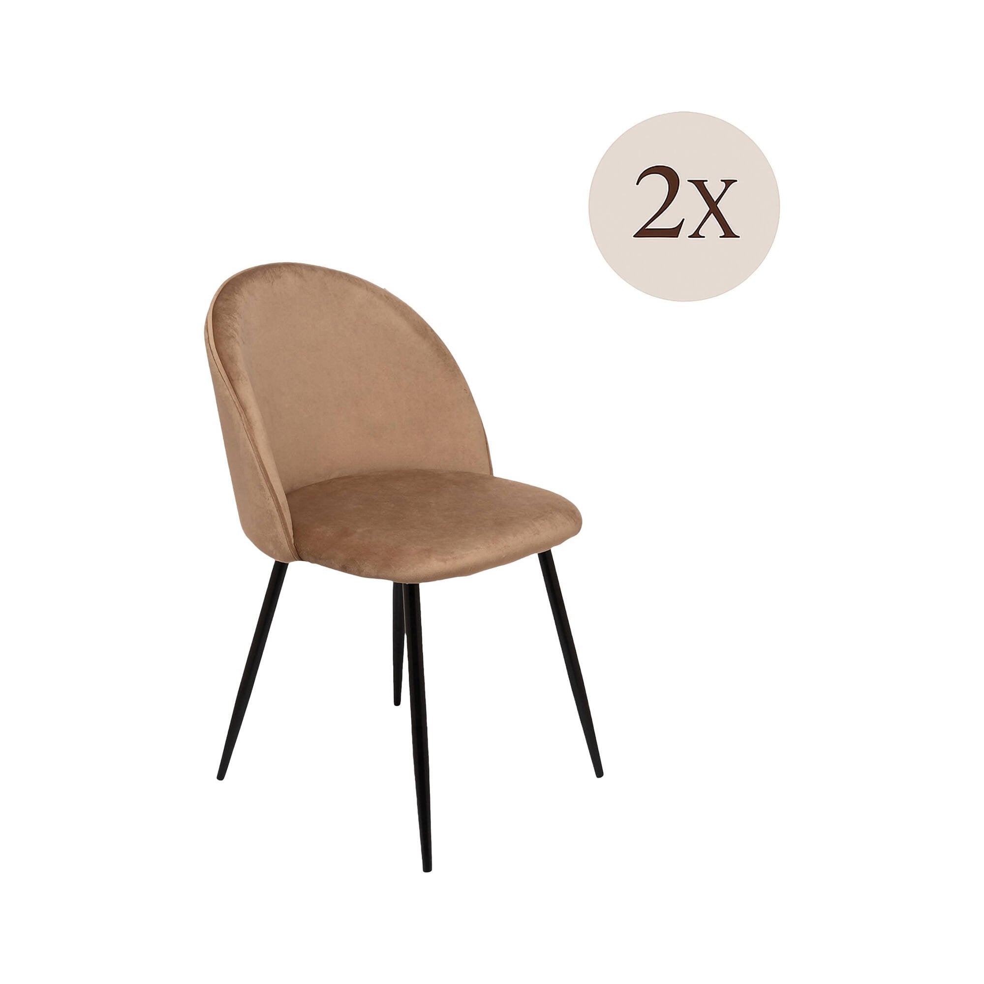 Set di 2 sedie Achito, Poltrona rivestita in velluto, Sedia da pranzo imbottita, Seduta per riunioni, 51x54h82 cm, Beige