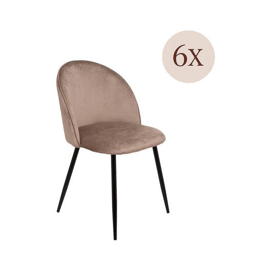 Set di 6 sedie Achito, Poltrona rivestita in velluto, Sedia da pranzo imbottita, Seduta per riunioni, 51x54h82 cm, Tortora