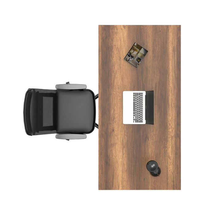 Sequals, Scrivania Fori Passacavi, 90x180x73h cm Marrone Noce