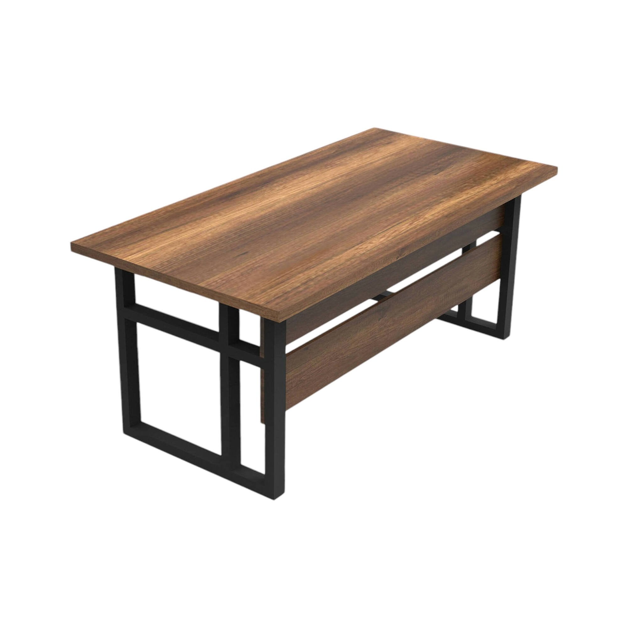 Sequals, Scrivania Fori Passacavi, 90x180x73h cm Marrone Noce