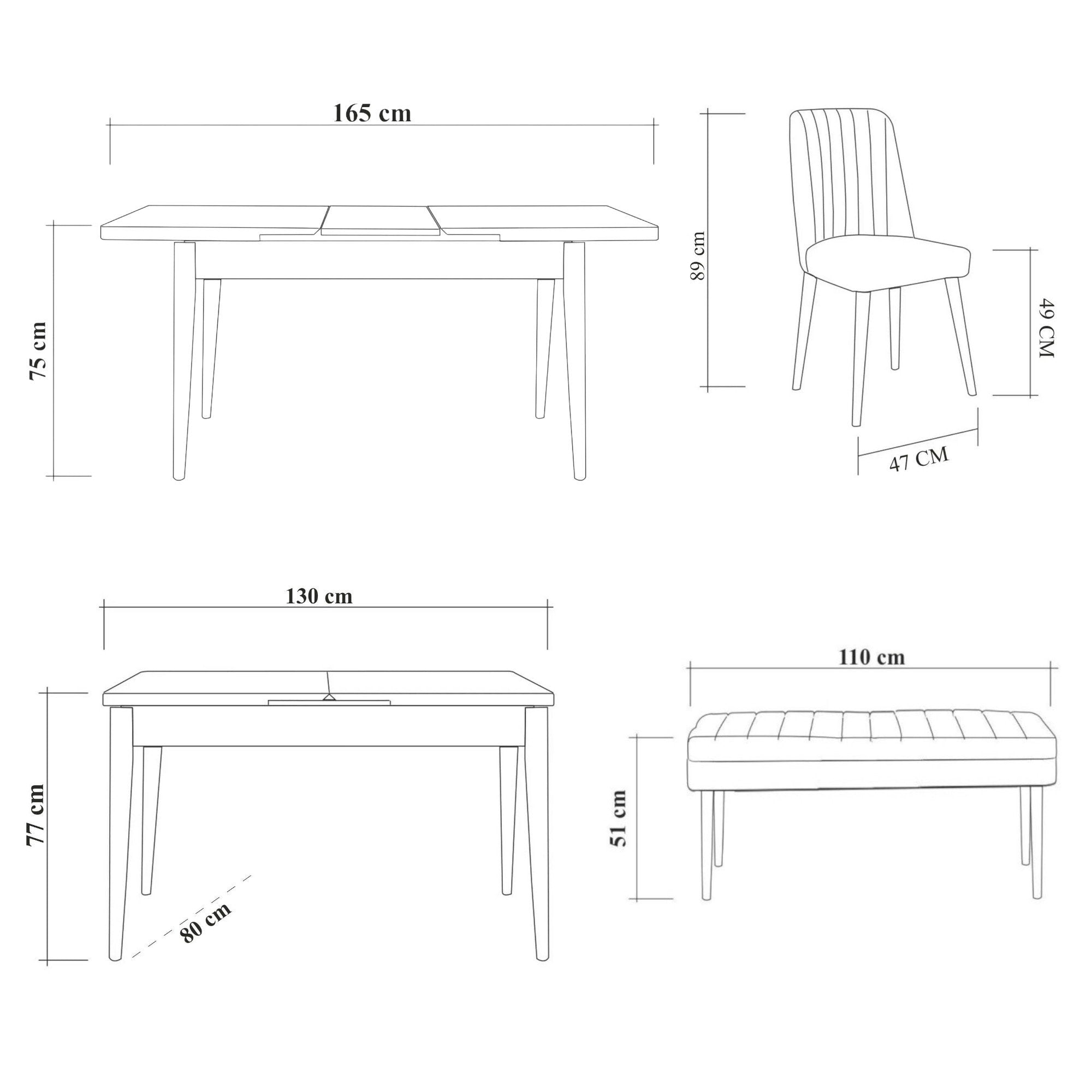 Padru, set Tavolo e Sedie 8 Posti, Marrone Quercia