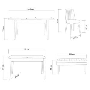 Padru, set Tavolo e Sedie 8 Posti, Marrone Quercia