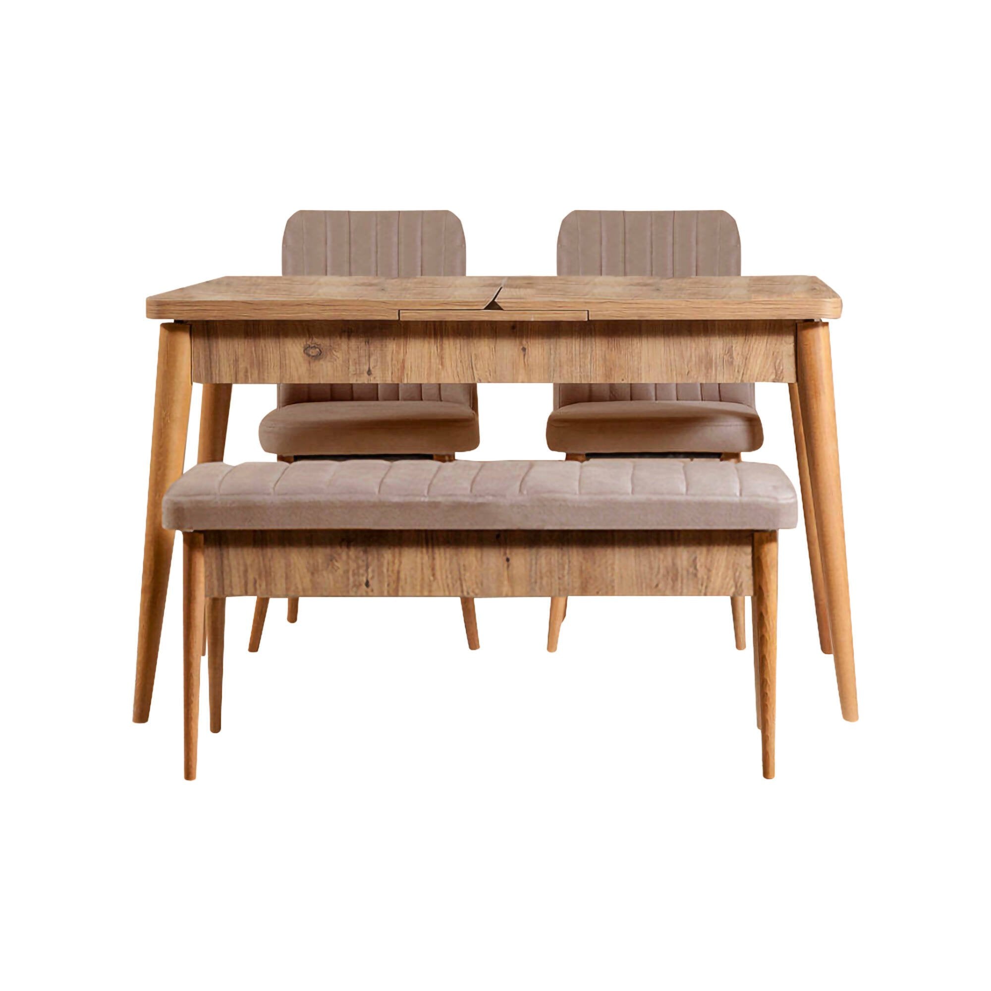 Padru, set Tavolo e Sedie 8 Posti, Marrone Quercia