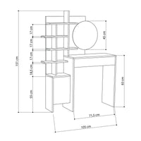 Pago, Consolle Specchio Incluso, 35x35x151h cm Bianco Quercia