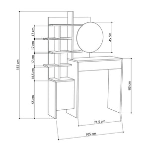 Pago, Consolle Specchio Incluso, 35x35x151h cm Bianco Quercia