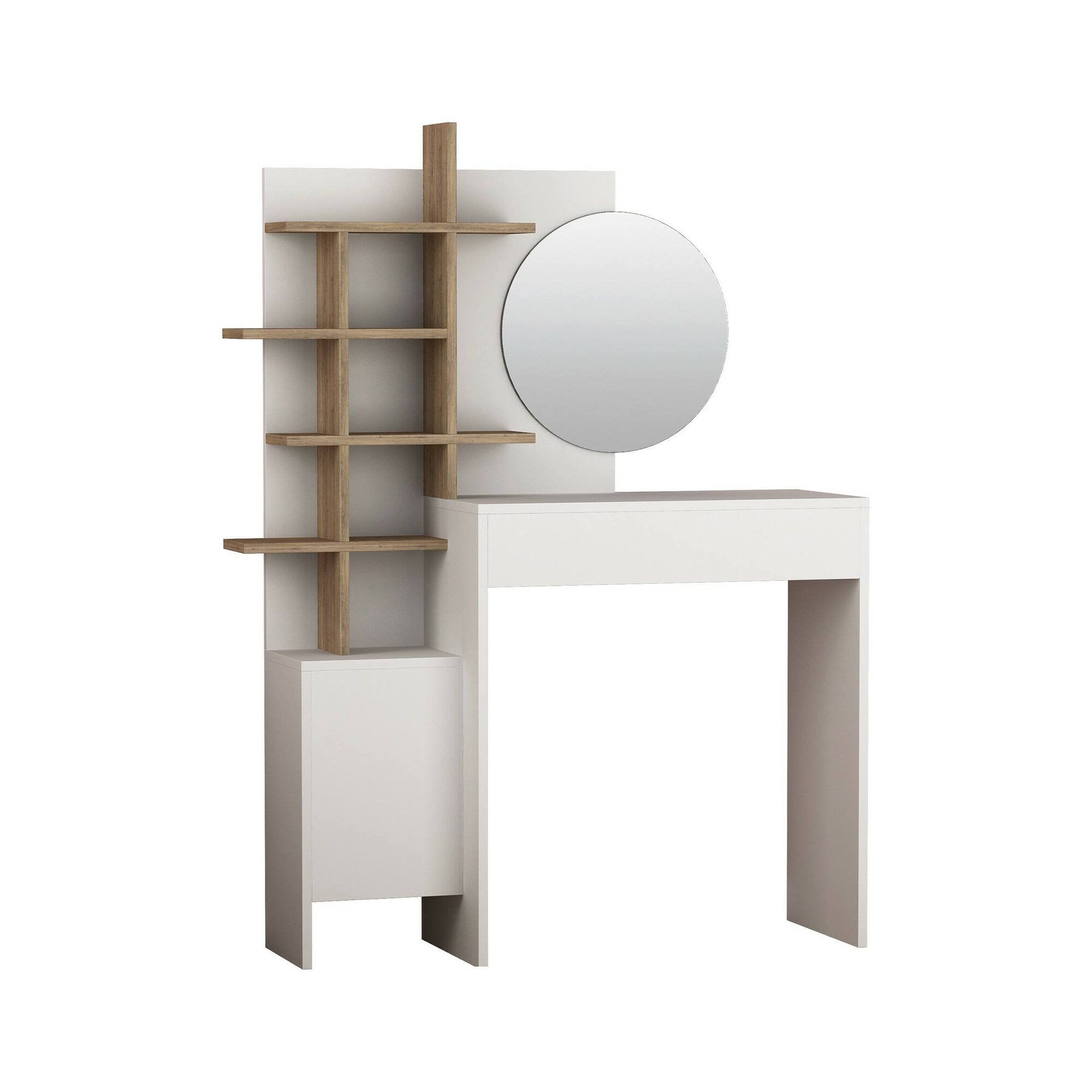 Pago, Consolle Specchio Incluso, 35x35x151h cm Bianco Quercia