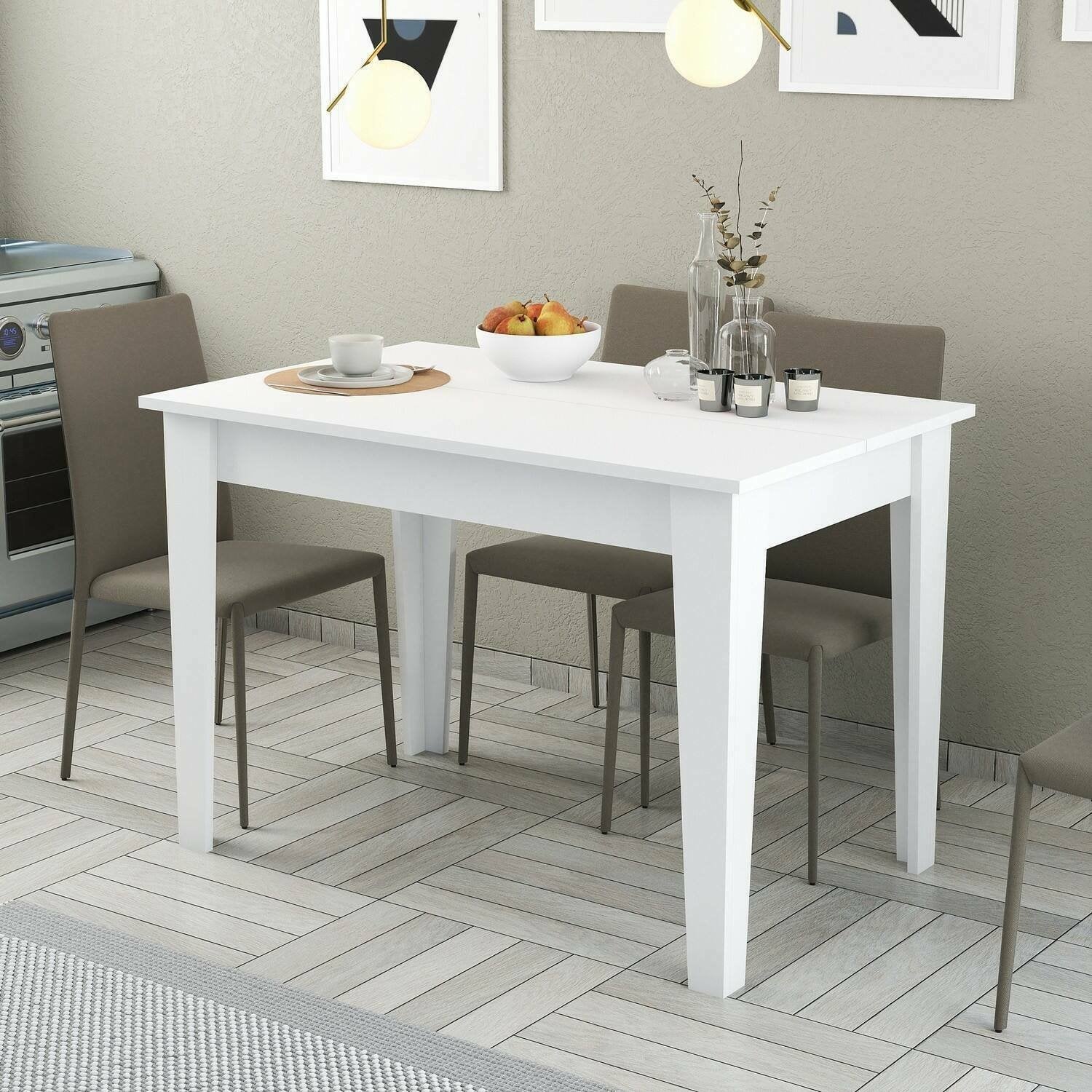 Eupilio, Tavolo Fisso 4 Posti, 72x110x75h cm Bianco