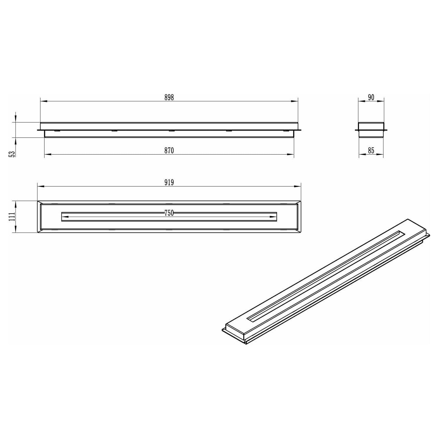 Bruciatore Airole, Fornello, Elemento riscaldante, Inceneritore, Made in Italy, 11x90 h5 cm, Nero e Argento
