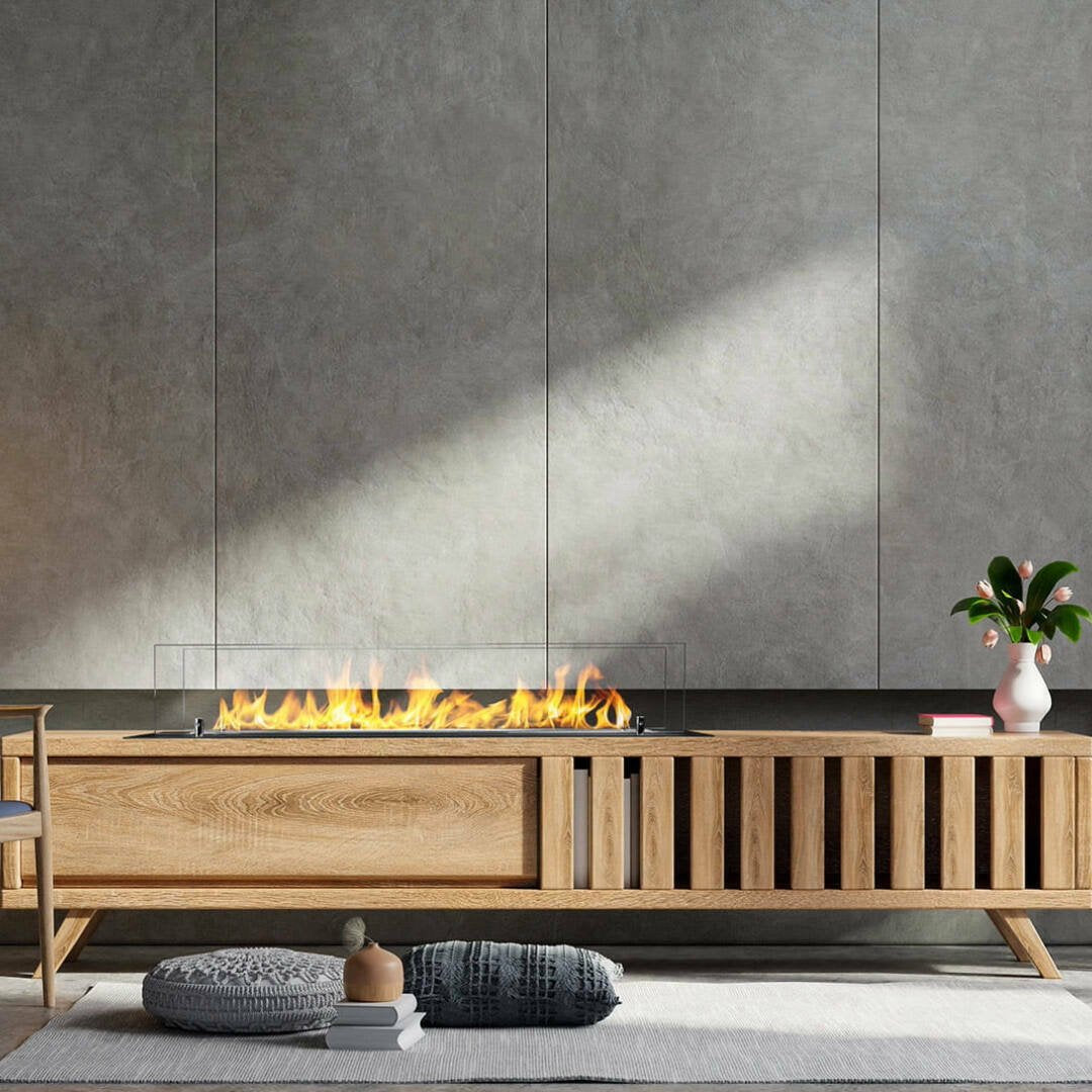 Bruciatore Affi, Fornello, Elemento riscaldante, Inceneritore, Made in Italy, 99x19 h21 cm, Nero e Argento