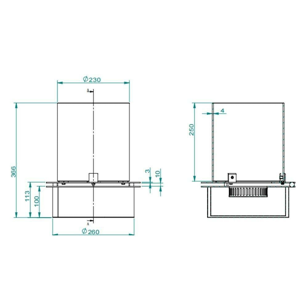 Bruciatore Arola, Fornello, Elemento riscaldante, Inceneritore, Made in Italy, 30x30 h36 cm, Grigio e Trasparente