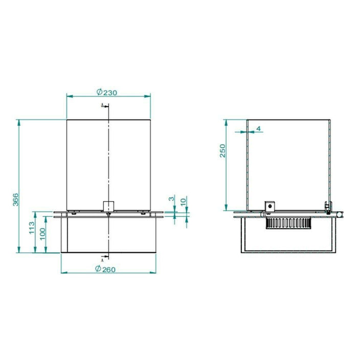 Bruciatore Arola, Fornello, Elemento riscaldante, Inceneritore, Made in Italy, 30x30 h36 cm, Grigio e Trasparente