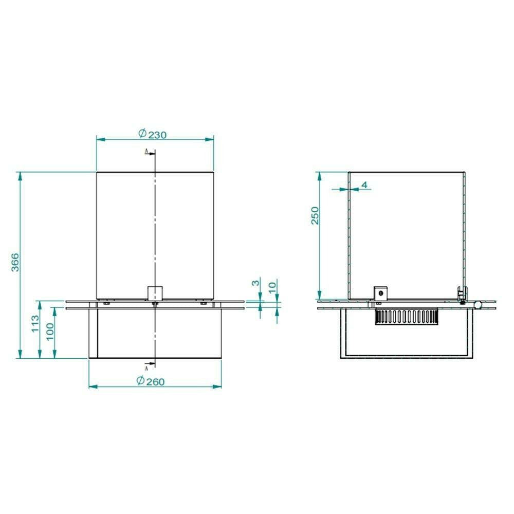 Bruciatore Andali, Fornello, Elemento riscaldante, Inceneritore, Made in Italy, 35x35 h36 cm, Grigio e Trasparente