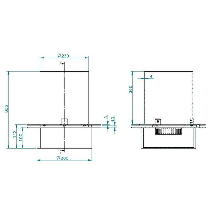 Bruciatore Andali, Fornello, Elemento riscaldante, Inceneritore, Made in Italy, 35x35 h36 cm, Grigio e Trasparente