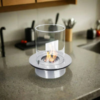 Bruciatore Andali, Fornello, Elemento riscaldante, Inceneritore, Made in Italy, 35x35 h36 cm, Grigio e Trasparente