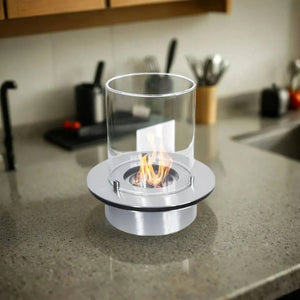 Bruciatore Andali, Fornello, Elemento riscaldante, Inceneritore, Made in Italy, 35x35 h36 cm, Grigio e Trasparente