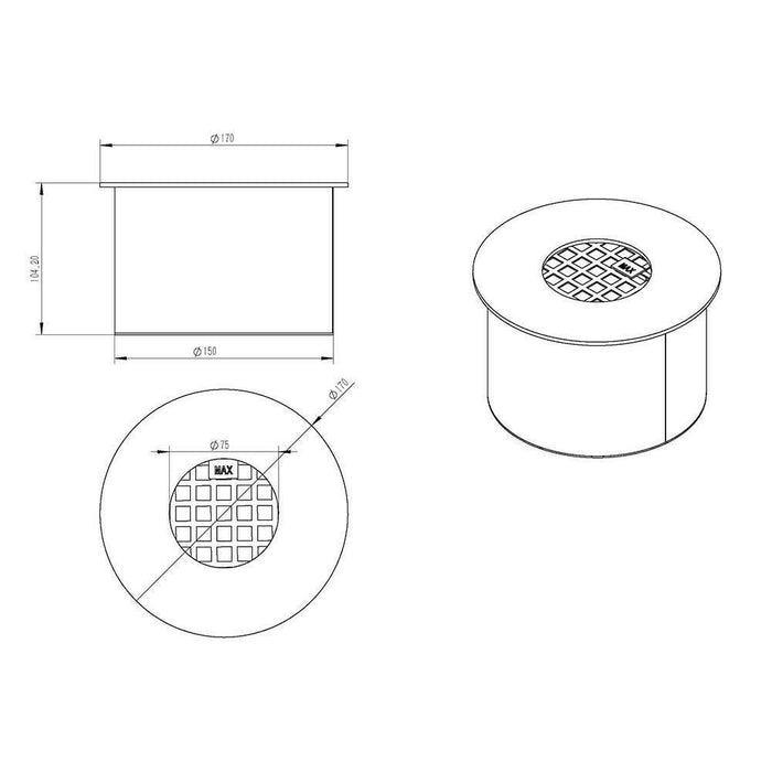 Bruciatore Arnasco, Fornello, Elemento riscaldante, Inceneritore, Made in Italy, 17x17 h10 cm, Grigio