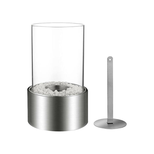 Camino a bioetanolo Taipei, Caminetto ecologico, Focolare senza fumo, Made in Italy, 16x16 h27 cm, Argento e Trasparente