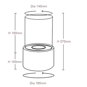Camino a bioetanolo Taipei, Caminetto ecologico, Focolare senza fumo, Riscaldatore ad etanolo, Made in Italy, 16x16 h29 cm, Oro e Trasparente