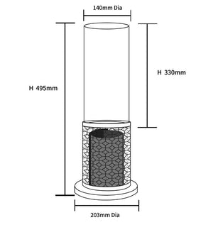 Camino a bioetanolo Alme, Caminetto ecologico, Focolare senza fumo, Riscaldatore ad etanolo, Made in Italy, 20x20 h50 cm, Nero e Oro